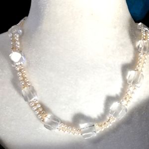 AVAILABLE -Jewelry Handmade Double strand of white freshwater pearls 23"